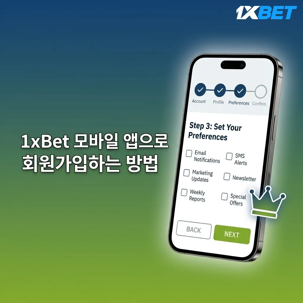 1xBet 모바일 앱 회원가입 절차 안내 화면 - iOS와 Android에서 계정 등록하는 단계별 방법