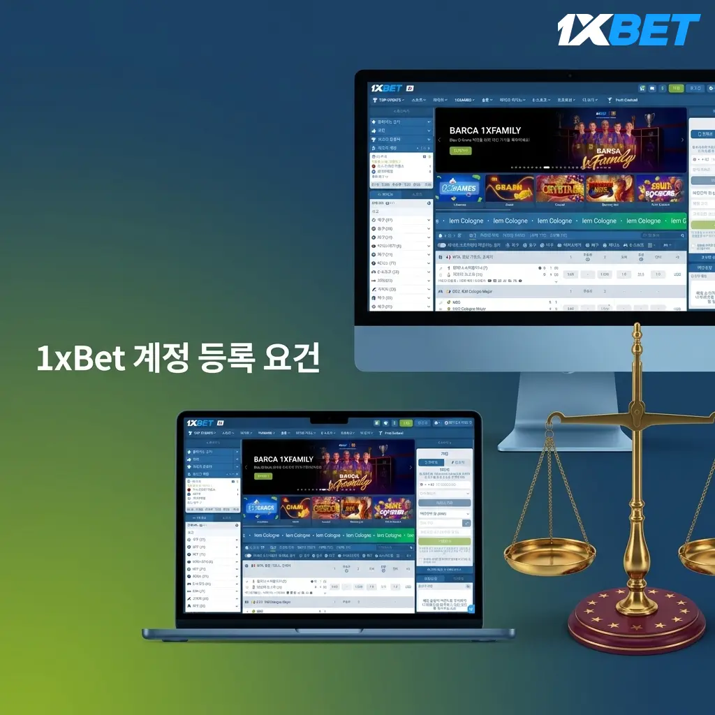 1xBet 계정 등록 요건: 만 18세 이상, 신분증 인증, 1인 1계정, 실명 정보 입력 필수