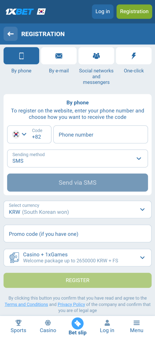 Complete the quick and easy sign-up process to get started with the 1xBet live casino.
